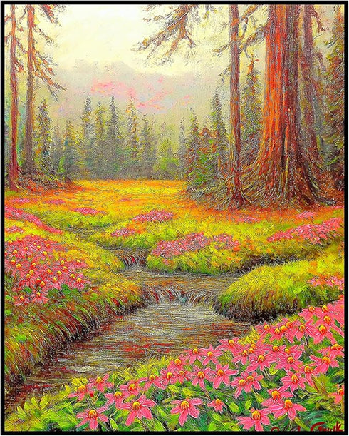 Posterizer 1 pcs-serene meadow scene in classic oil painting art style 5-Collectibles & Fine Art-Landscape & Nature Art-Gift for Men Women Teens- ...