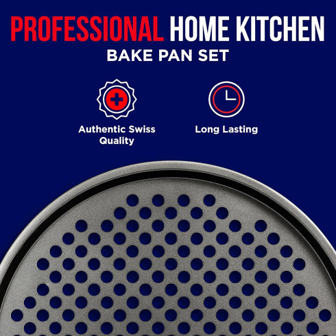 Non-Stick Pizza Pan with Holes - 13-Inch Perforated Pizza Crisper Carbon Steel Pizza Pan - 1 Round Pizza Trays PFOA PFOS and PTFE Free...