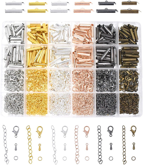 Mandala Crafts Assorted Seed Beads Sliders Clasps for Jewelry Making Bead Looms - 1080 PCs Slide Connectors Bars End Clasp Tubes Caps Jewelry Find...