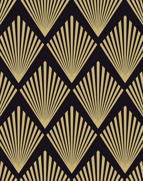 Black Geometric Wallpaper Peel and Stick Modern Contact Paper for cabinet Boho Black and Gold Wallpaper for bedroom Self Adhesive Removable Wallpa...