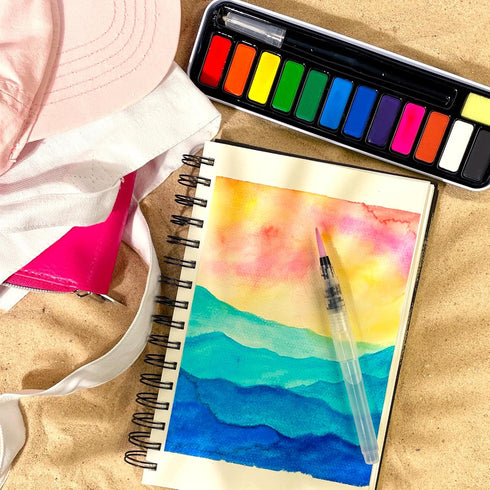 ArtSkills Travel Watercolor Kit, Watercolor Paint Set for Kids & Adults, Travel Palette with Water Brush...
