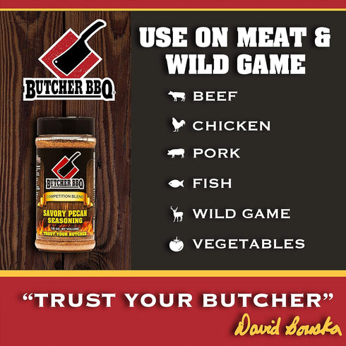 Butcher BBQ Savory Pecan Seasoning Barbeque Rub Spices Grilling and Roasting World Championship Winning Formula | Gluten Free | Tastes like Cookin...