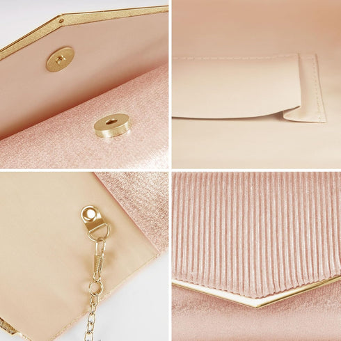 Larcenciel Clutch Purses for Women, Bling Vertical Lines Envelope Evening Bag w/Chain, Formal Ladies Handbags,9.05x1.97x4.72...