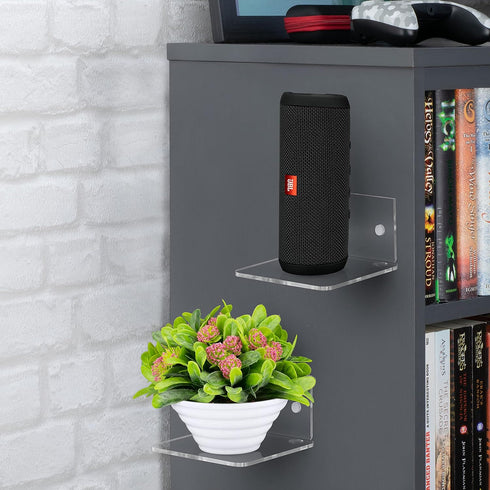 4.5" Small Baby Monitors & Speaker Wall Mount Shelf, Adhesive & Screw in, Also for Security Cameras, WiFi Routers, Decor, Plants, Photos, Kitchen,...