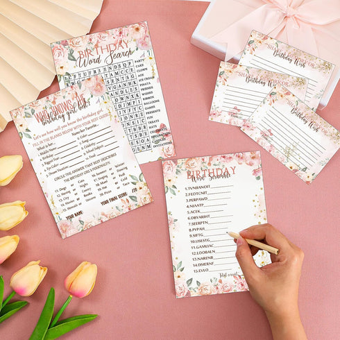 Fumete Birthday Party Games 100 Pcs Who Knows The Birthday Girl Game with 20 Pencils Girly Birthday Cards Set for Child Teen Adults Sweet Sleepove...