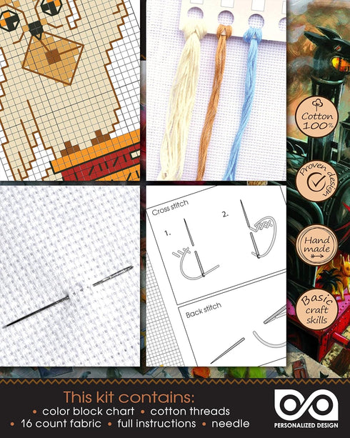 Embroidery Kit with Pattern 'Hedwig The Owl' - Counted Cross Stitch Bookmark...