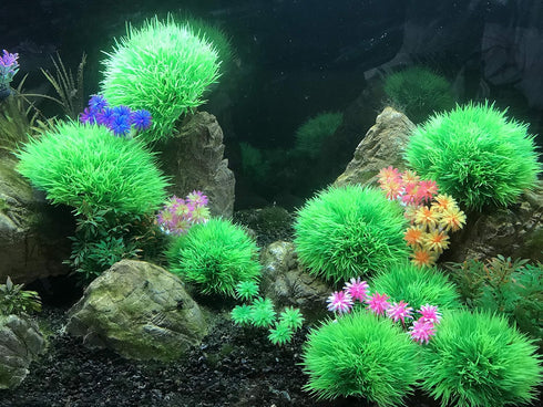 BEGONDIS 4Pcs Aquarium Decorations Fish Tank Artificial Green Water Plants Made of Soft Plastic...