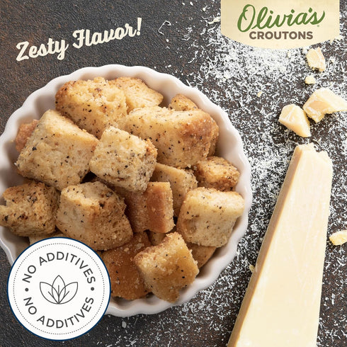 Croutons For Caesar Salad ? Olivia’s Croutons Parmesan Pepper Croutons ? Gourmet Salad Toppers and Soup Croutons From A Family-Run Bakery ? 4 Pack...