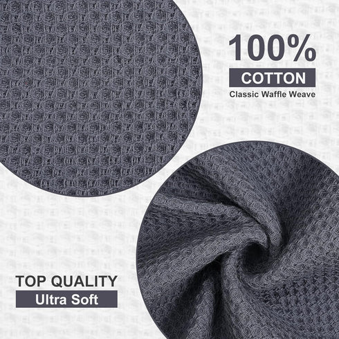 Kitinjoy 100% Cotton Kitchen Dish Cloths, 6 Pack Waffle Weave Ultra Soft Absorbent Dish Towels for Drying Dishes Quick Drying Kitchen Towels Dish ...