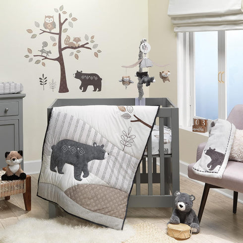 Lambs & Ivy Woodland Forest Animals White/Gray Cotton Fitted Mini Crib Sheet...