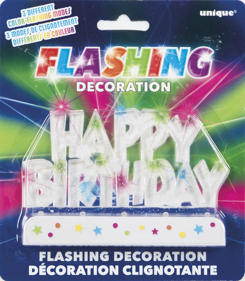 Dazzling Flashing Happy Birthday Cake Decoration - 3.25" x 4.75" (1 Count) - Perfect Celebration Centerpiece...