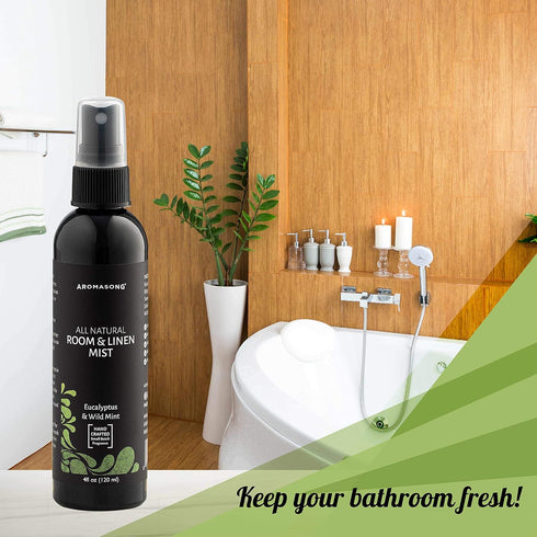 Aromasong Eucalyptus & Wild Mint Linen and Room Spray, Natural Aromatic Mist, Relax Your Body & Mind, Perfect as a Bathroom Spray Air Freshener Pi...
