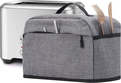 VOSDANS 2 Slice Toaster Cover with Zipper & Open Pockets Kitchen Small Appliance Cover with Handle, Dust and Fingerprint Protection, Machine Washa...