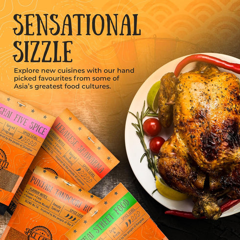 Spice Cartel's Asian Street Food Collection of Artisanal Herb & Spice Blends from Across Asia. Hand Made Grilling Gifts For Dad From The UK. 4 * 3...