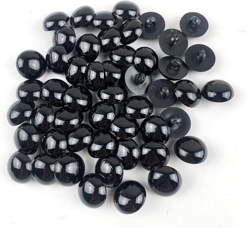 Black Half Pearl Buttons with Shank 50PC Round Mushroom Shape Buttons for Sewing Buttons Clothes Shirt Craft Scrapbooking 15mm...