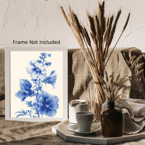 Posterizer 1 pcs-baby blue pretty flowers for chic decor-Floral & Botanical Art-Abstract & Modern Art-Decor for Home & Office- UNFRAMED Wall Art...
