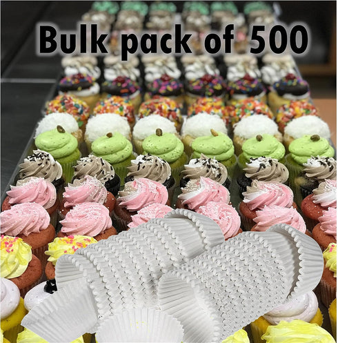 Mr Miracle Standard Size Baking Cups - Premium Quality, White, Grease-Proof, Oven & Microwave Safe Cupcake Liners - 500 Pack Paper Baking Cups for...