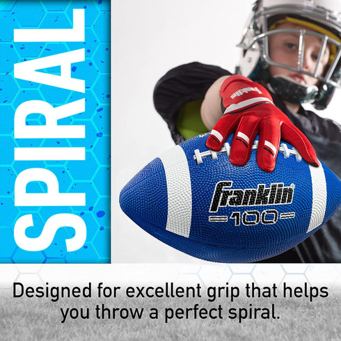 Franklin Sports Kids Junior Football - Grip-Rite 100 Youth Junior Size Rubber Footballs - Peewee Kids Durable Outdoor Rubber Footballs - Single Fo...