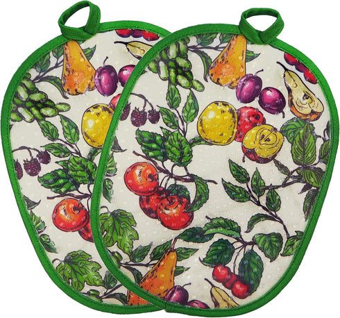 Pot Holders Set of 2 with Transparent Clear Silicone Shell and Nice Fruit Flower Cotton Lining, Heat Resistant to 500 F Kitchen Oven Gloves Pot Ho...