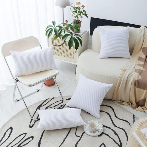 Home Brilliant Euro Sham 24x24 Spring Pillow Cover Striped Corduroy Textured Velvet European Throw Pillowcase for Couch Sofa, 24 x 24 inch (60cm),...