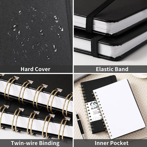 Blank Notebook/Journal - Notebooks with Hardcover and Premium Thick Paper, 8" x 5.7" (exclusive of spirals), College Blank Spiral Notebook/Journal...