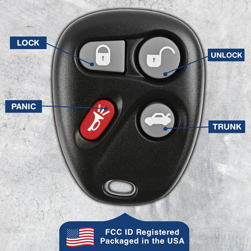 2X KeylessOption Key Fob Replacement for 2001 2002 2003 2004 2005 Buick Cadillac Chevrolet Chevy Oldsmobile Pontiac Remote, 4-Button 25695954, Loc...