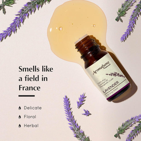 AROMAFUME Lavender Essential Oil - 100% Natural, Therapeutic Grade Essential Oil - Pure, Calming Aromatherapy Oil for Diffusers, and to Aid Sleep ...