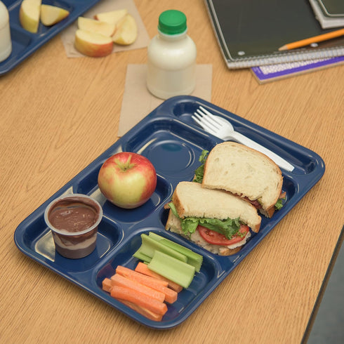 Carlisle FoodService Products Right Hand 6-Compartment Melamine Tray 14.5" x 10" - Dark Blue...