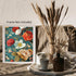 Posterizer 1 pcs-beige-white orange flowers-blue background-Floral & Botanical Art-Abstract & Modern Art-Decor for Home & Office- UNFRAMED Wall Ar...