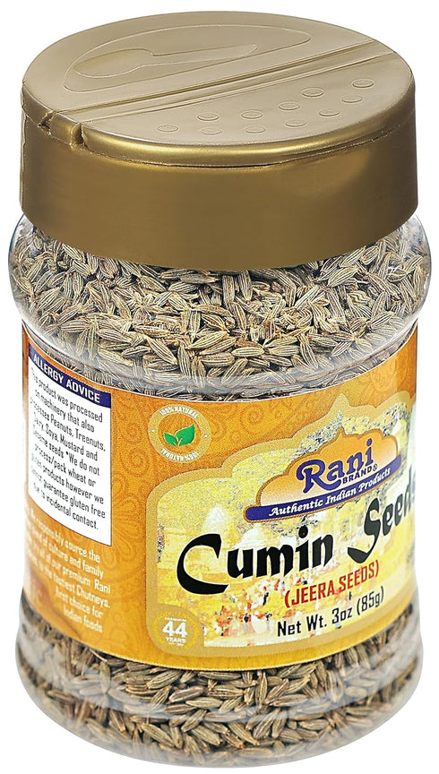 Rani Cumin Seeds Whole (Jeera) Spice 3oz (85g) PET Jar ~ All Natural | Gluten Friendly | NON-GMO | Kosher | Vegan | Indian Origin...