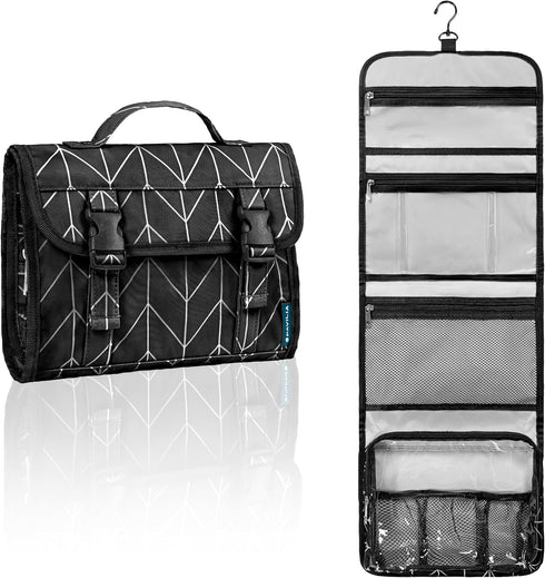 PAVILIA Travel Hanging Toiletry Bag for Women Men, Large Capacity Makeup Bag Kit, Waterproof Cosmetic Storage Organizer Case for Bathroom Shower, ...