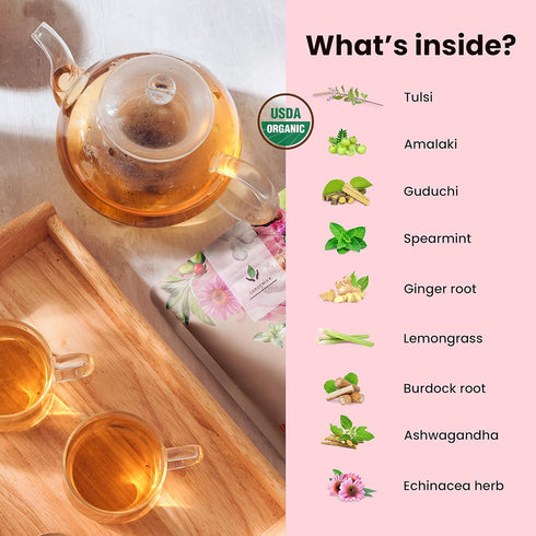 Gardenika Organic Immune Loose Leaf Tea, Herbal, Caffeine Free Leaves, Ayurvedic, KSA Kosher – 4 oz (1 Pack)...