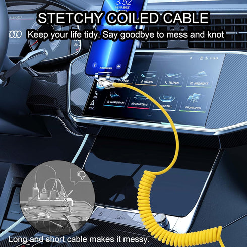 YACSEJAO Coiled USB Type C Cable Fast Charging 1.8m 180° Double Rotating USB C Charger Cable Flexible Rotary USB Connector for Home, Office, Car C...