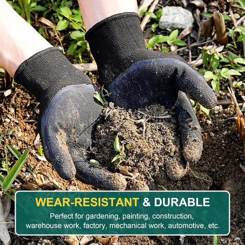 Trifabricy Garden Gloves for Women/Men - 6 Pairs Breathable Natural Latex Gardening Gloves with Grip, Outdoor Hard-wearing Protective Work Gloves ...