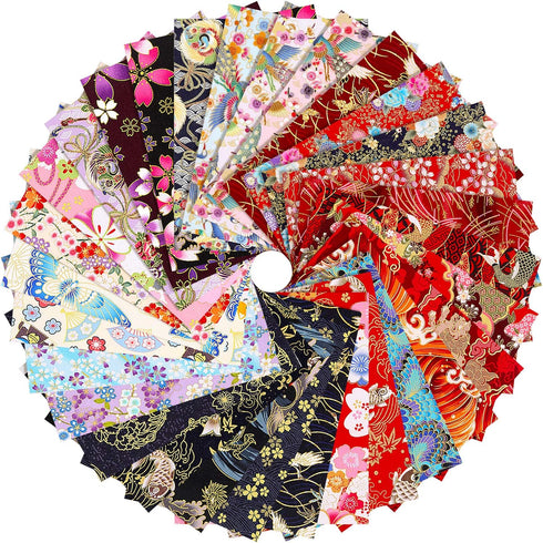 Tudomro 30 Pieces Japanese Style Fabric Squares Fat Quarters Cotton Wrapping Cloth Quilting Fabric Bundles for DIY Patchwork Sewing...
