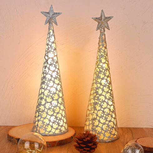 Juegoal Lighted Christmas Table Decorations with Star and 10 LED Lights Battery Operated, Indoor Xmas Thanksgiving Holiday Wedding Party Tabletop ...