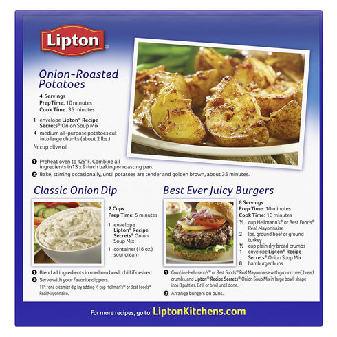 Lipton Recipe Secrets Soup and Dip Mix For a Delicious Meal Onion Great With Your Favorite Recipes, Dip or Soup Mix 2 oz (Pack of 6)...