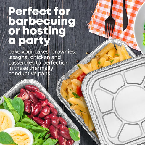 8x8 Disposable Aluminum Pans With Lids - 10 Pack Foil Pans For Cooking, Baking Cakes, Roasting & Homemade Breads - Disposable Food Containers With...