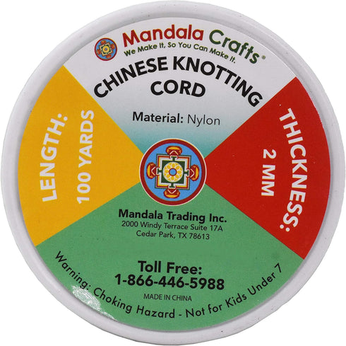 Mandala Crafts Nylon Satin Cord 2mm Rattail Cord Red String - 100 Yds Nylon Chinese Knotting Cord Rat Tail Silk Cord for Bracelet Necklace Jewelry...