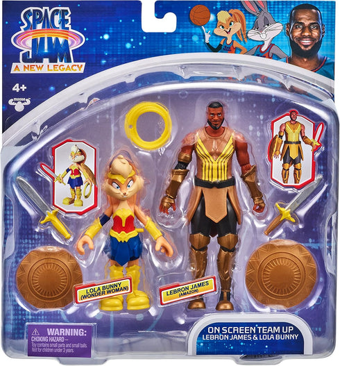 Moose Toys Space Jam: A New Legacy - 2 Pack - On Screen Team Up - Lebron James (Amazon) & Lola Bunny (Wonder Woman), Multicolor, (14624)...