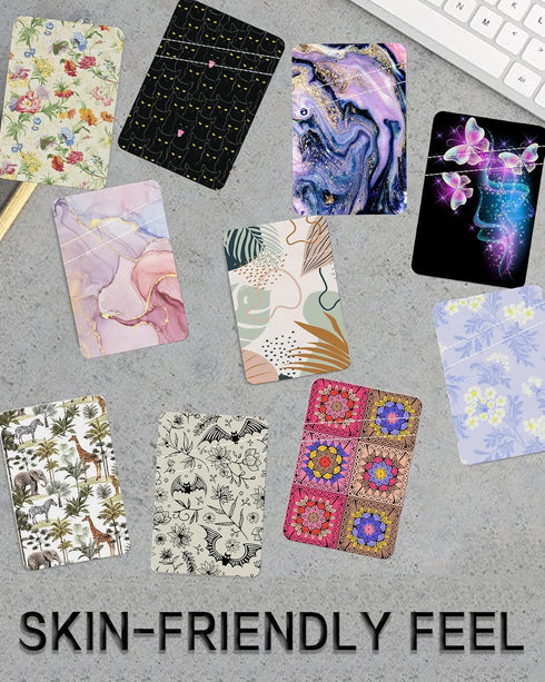 Phone Card Holder, Cute Leather Phone Wallet Stick On, Dual Pocket Credit Card Sticky Wallet, Compatible with Most of Cell Phone, Cute Colorful Fl...