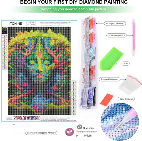 1tonine Diamond Painting Kits for Adults-5D Full Drill Abstract Tree Lady Daimond Art Kits-Wall Rhinestone DIY Art Crafts Mosaic Painting Kits for...