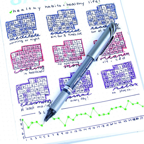 Pentel EnerGel NV Liquid Gel Pen, 0.7mm, Medium Line Capped, Metal Tip, Black Ink Sold as 1...
