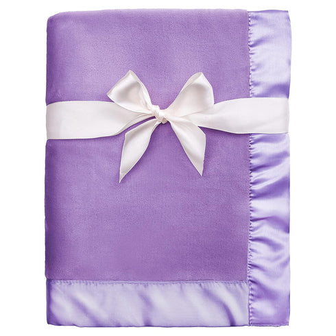 Pro Goleem Fleece Baby Blanket with 2 Inch Satin Trim Soft Plush Blanket for Boys and Girls for Babies Purple 30''x40''...