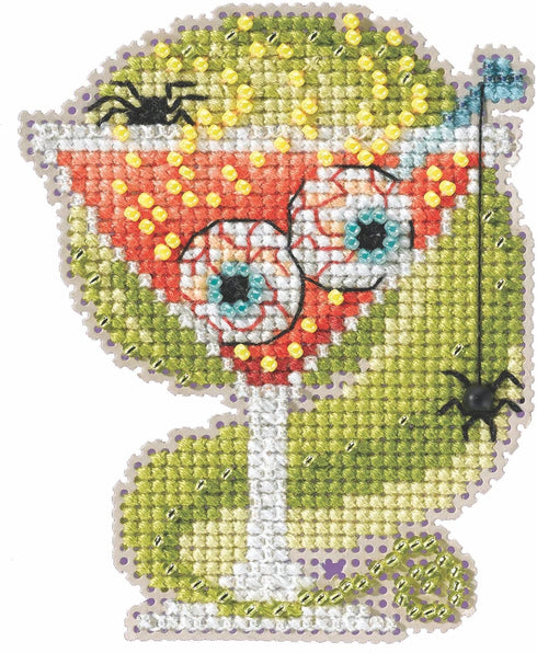 Eyeball Martini Beaded Counted Cross Stitch Ornament Kit Mill Hill 2022 Autumn Harvest MH182223 multi...