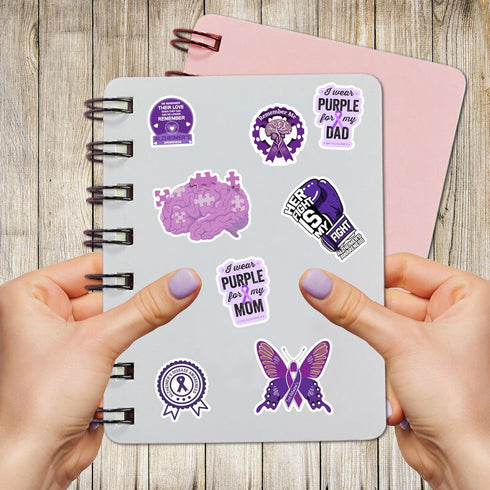 50 PCS Alzheimers Sticker Inspirational Vinyl Decals Waterproof Accessories Decorative Labels for Bicycle Laptop Bumper Truck Vehicle Bike Suitcas...