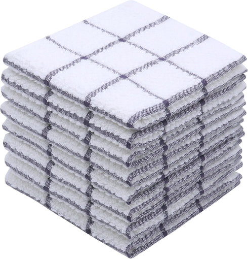 Cotton Grid Dish Cloths, Terry Cleaning Rags, 12 x 12 Inches, Light and Soft, Quick Drying Dish Rags, 8pc/Set (Purple)...