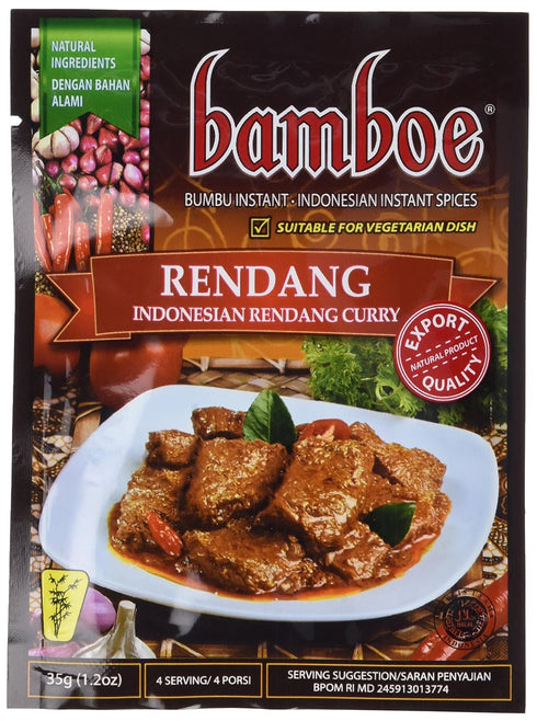 bamboe - RENDANG - INDONESIAN DRY CURRY PASTE - INDONESIAN INSTANT SPICES - 6 x 1.2 OZ /36 g - Product of Indonesia by Bamboe...