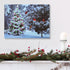 BANBERRY DESIGNS Lighted Christmas Tree & Cardinal Birds LED Canvas Print - Snowy Winter - Forest Pine Trees - Winter Scene Wall Art Measures 15.7...