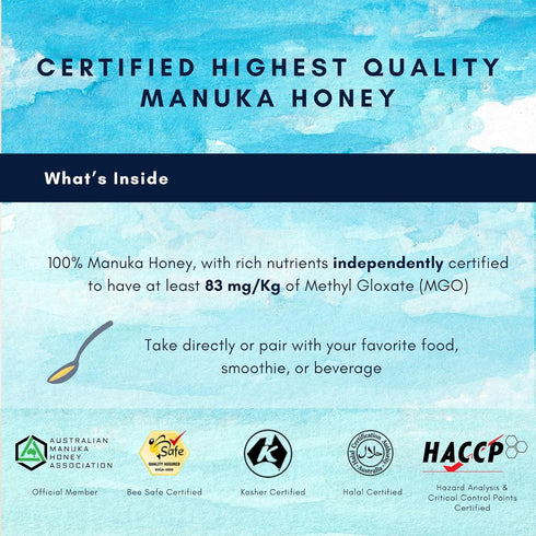 Honey Australia Manuka Honey MGO 83+ | 8.8 oz | Raw, Organic, Pure Honey for Cooking, Baking, Marinades & Wellness | Natural Sweetener & Daily Hea...